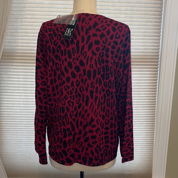 INC International Concepts Red and Black V-Neck Sweater - Picture 5 of 7